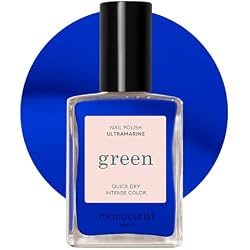 Manucurist Green Ultramarine Electric Blue Natural Nail Polish | Long Lasting Nail Polish and Quick Dry Nail Varnish with Classic Manicure Effect - Vegan, 9-Free, Plant-Based, 0.5 fl oz