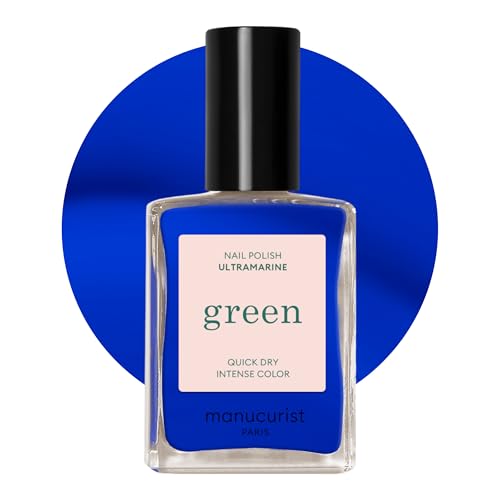 Manucurist Green™ Ultramarine - Electric Blue Nail Polish Quick Dry - Natural Classic Nail Varnish 9-Free - Vegan and Plant-Based - Manicure & Nails Care - 15 ml