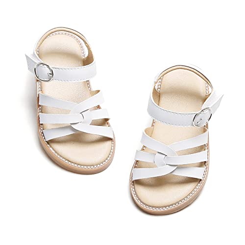 Image of THEE BRON White Flower Girl Wedding Princess Sandals Toddler /Little Girl(2210,White /10M)