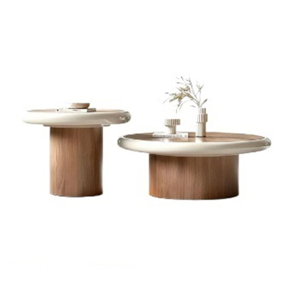 ZTHYSHOZ Side Table 2-Piece Round Coffee Table Set Wood Modern Living Room Tables Coordinated Pair