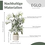 EGLO LIVING Kunstpflanze Tobetsu, künstliche Zimmerpflanze Palme im Topf, naturgetreue Wohnzimmer Deko Pflanze, Kunstpalme groß, grüner Kunststoff und brauner Paper Pulp – Bild 2