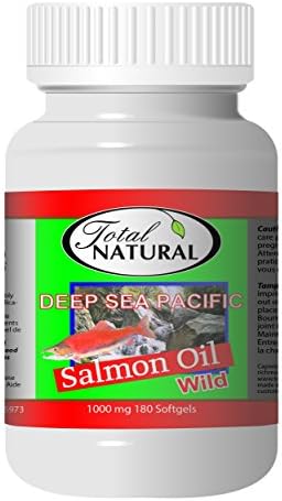 Wild Salmon Oil Deep Sea Pacific 1000mg 180 Softgels [1 Bottle] by Total Natural, Pure Salmon Oil Supplement Rich in Omega-3 Fatty Acids, Supports Cardiovascular, Heart and Brain
