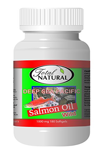 Wild Salmon Oil Deep Sea Pacific 1000Mg 180 Softgels [1 Bottle] By Total Natural, Pure Salmon Oil Supplement Rich In Omega-3 Fatty Acids, Supports Cardiovascular, Heart And Brain #TOP3