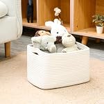 Storage Baskets for Organizing, Woven Basket for Storage, Storage Baskets Bin for Shelves, Cotton Rope Basket with Handles, 12.5"Lx9.1"Wx7.9"H, (4 Packs) Off White - Image 5