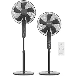 Ventilador Smart Newlux-Ventilador de Pie con Mando a Distancia W550 Smart 5 Aspas de ø40cm, 3 Vel. y 3 Modos. Ventilador de Pedestal Oscilante con Altura Regulable hasta 121cm, Temporizador y Motor de Cobre (Negro)