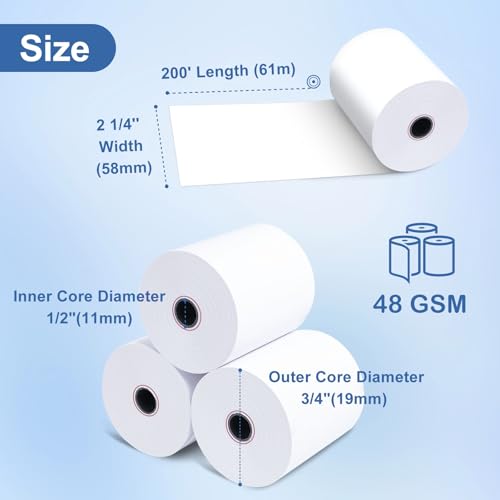 50 Rolls Thermal Receipt Paper Rolls 2 1/4 X 200, Fits All Pos Cash Registers, BPA Free Thermal Paper Rolls For Clover POS Cash Register Printers,Thermal Paper Receipt Roll By Pony Packaging - Thumbnail 2