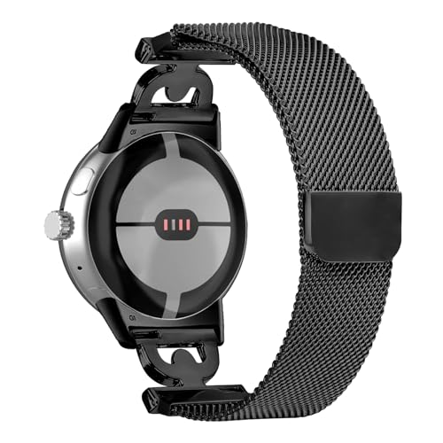 Feigand ���^�����C�o���h Google Pixel Watch 3 41mm/2/1�Ή� �X�e�����X�X�`�[�� �h���b�V�[���b�V�����[�v D���^�_�C�������h�t�� �����p (�u���b�N)