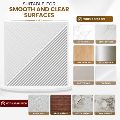 Image of Kayra Decor 3D PVC Wall Panels | Plaina Design | White Color | Panels for Bedroom & Living Room | 19.7 x 19.7 Inch | Pack of 12 | 32.28 Sq Ft