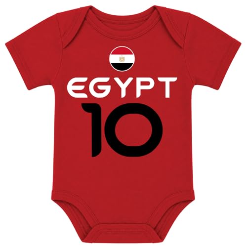 Tees & Tails Egypt Flag Soccer Jersey Style Baby Unisex Short Sleeve Bodysuit | International Soccer Game Day | Red 6M 2155