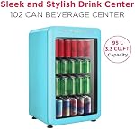 Frigidaire Retro Compact Refrigerator with Glass Door, 3.2 cu ft Countertop Fridge, Rounded Corners, Premium, for Office, Bedroom, Dorm Room, Cabin