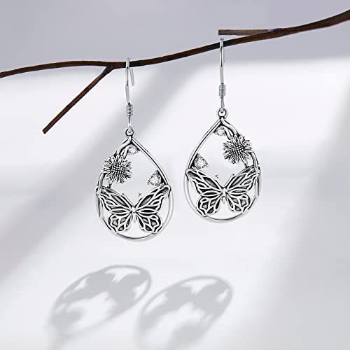Palpitate Butterfly Earrings Butterfly Hook Dangle Earrings 925 Sterling Silver Butterfly Earrings For Women Butterfly Jewelry Gifts Hypoallergenic #TOP2