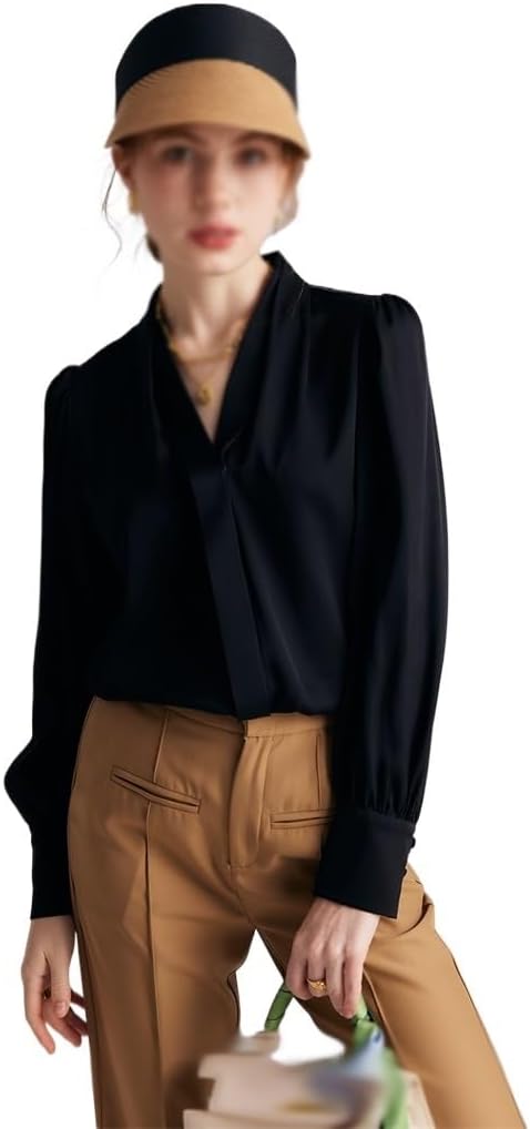 Women's Shirt Spring/Summer Silk Elastic Long Sleeved Silk Shirt Silk