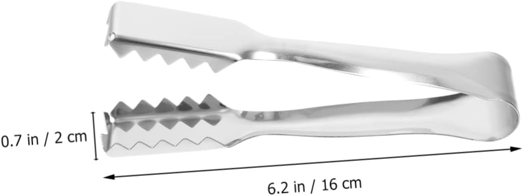 2 Pcs Stainless Steel Ice Tongs Serrated Food Clips Silver Household Tool