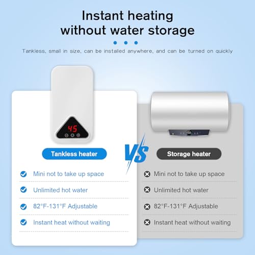 Mini Scaldabagno Istantaneo, 220 V, 5500 W, Scaldabagno Elettronico 30-55 °C, Temperatura Regolabile, Scaldabagno Elettrico, Senza Serbatoio Con Indicatore Led Per Cucina, Bagno (B) - 7