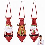 SOIMISS 3 piezas de corbatas navideñas divertidas, lentejuelas Papá Noel muñeco de nieve ciervo corbatas novedad Navidad adornos colgantes para corbata de Navidad niños, adultos accesorios navideños