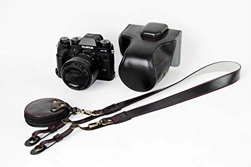 Koowl 対応 Fujifilm Fuji 富士 PEN X-T2 X-T3 XT2 XT3 カメラ バッグ カメラ ケース koowl 手で作った最高級のpu革の全身カメラ保護殻 Fujifilm Fuji 富士 PEN X-T2 X-T3 XT2 XT3 ケース向けの透かし彫りベース+ショルダーストラップ+ミニ収納ケース 防水 防振 携帯型