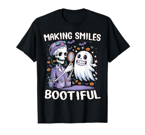Making Smiles Bootiful Funny Ghost Dentist Halloween Dental Maglietta