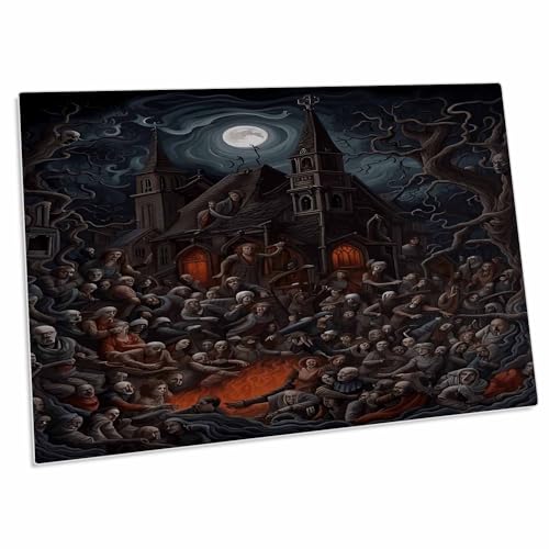 3dRose Haunted House Halloween Zombie Desk Pad