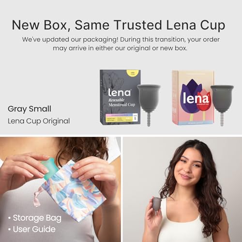 Image of Lena Menstrual Cup Original - Soft Medical-Grade Silicone Period Cups for Women Light and Medium Flow, Reusable 12-Hour Leak-Free Comfort, Beginner-Friendly Feminine Care - Small, Gray