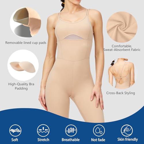 Image of LOVESOFT Workout Jumpsuits for Women Sleevesless Bodycon Backless Unitard