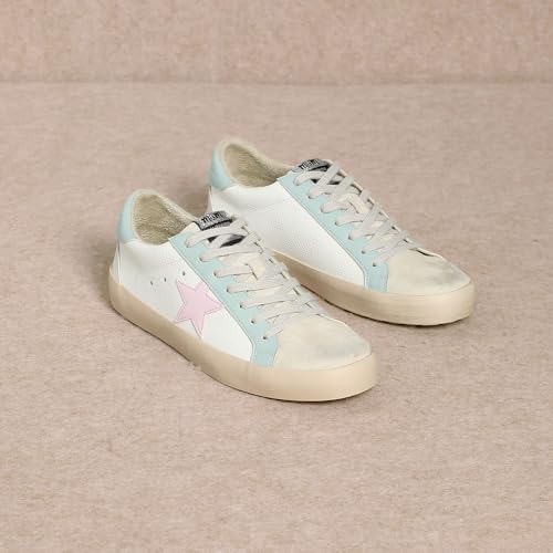 Image of Mi.iM Sofia Women's Low Top Star Sneakers - Fashion Lace-Up Shoes with Cushioned Insole and Rubber Sole