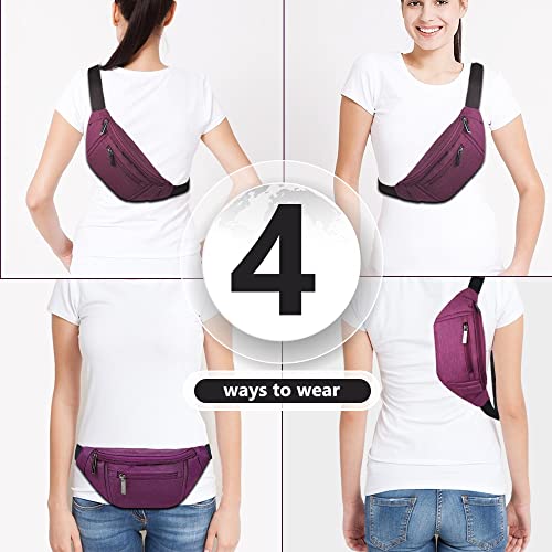 Image of Fanny Pack for Men Women,Crossbody Waist Bag Pack,Belt Bag for Travel Walking Running Hiking Cycling,Easy Carry Any Phone,Wallet, Purple, One Size, Fashion