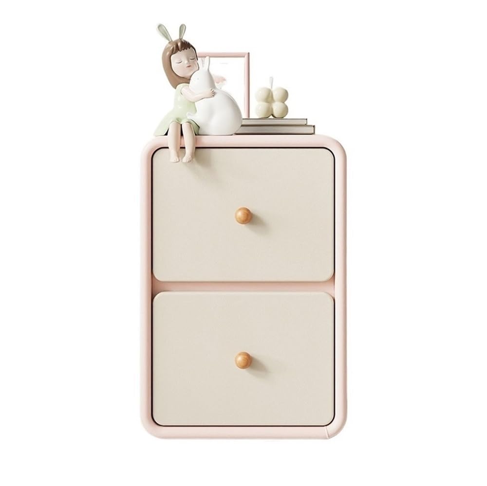 Table de chevet en bois rose et beige pour petit espace de chambre