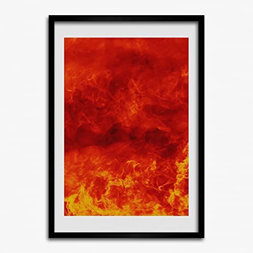 Tableau cadre en bois 50x70 cm Tulup flammes aux finitions haut de gamme