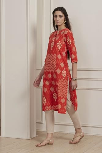 Image of BIBA Women Cotton Printed Straight Kurta