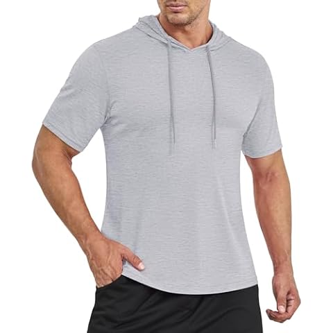 EKLENTSON Men's Short Sleeve Hooded T-Shirt Cover
