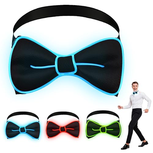 Fancysky Nœud Papillon Lumineux LED Homme, 3 Modes de Clignotement, Cravate Lumineuse Réglable, Convient aux Carnavals, Fêtes, Festivals de Musique, Bals...
