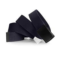 Mile High Life Passend zugeschnitten Leinwand Webgürtel Größe bis zu 1,32 m mit Flip-Top Feste Militärschnalle (2 Pack Marine/grau) – Ansicht 3