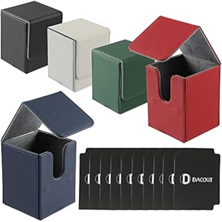 Card Deck Boxes - Leather Deck Card Case for 100+ Sleeved Card Compatible with Magic The Gathering Commander Deck ( Includ 5x Card Deck Box, 10x Card Dividers )