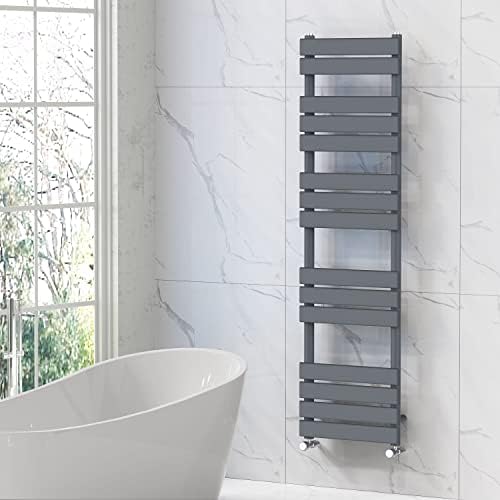 NRG Bathroom Flat Panel Heated Towel Rail Radiator Modern Central Heating Warmer Wall Mounted Ladder Rad 650×400mm Black