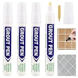 4 Pcs Tile Grout Pen White Grouting Tiles Paint Markers for Wall and Floor Repair Line Pens, Bathrooms Kitchen Floors Tile Reviver Restoring Joints Repair Pens for Wall Lines Floor Tile Gap，White