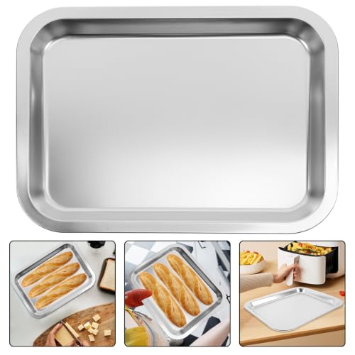 Bandeja rectangular de acero inoxidable para asar y hornear apta para lavavajillas 8