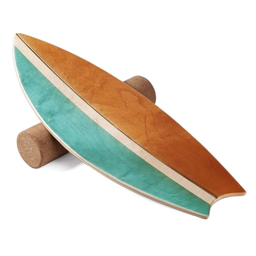 Balance Board Indoor Surfboard Surf Style Home Fitness with Wheel for Exercise Athletic Training and Board Sports - Fun Workout Equipment For Balance Stability and Improving Core Strength (baby blue)