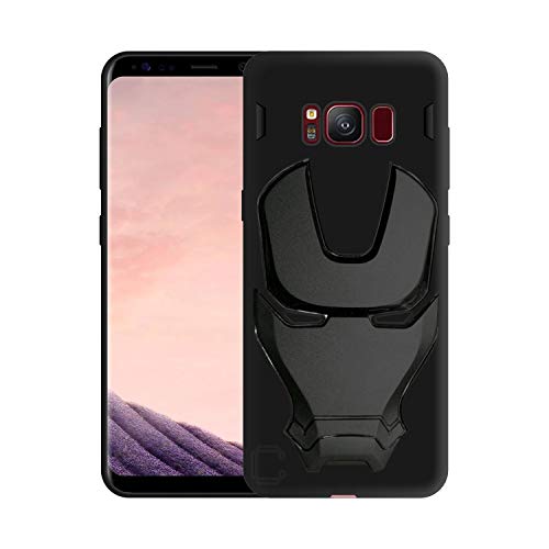 Image of COVERLY Official 3D Touch Feel Trending Avenger Logo Mask Soft Rugged Grip Iron Man Super Power Cartoon Movie Engraved Silicone Matte Back Cover for Samsung Galaxy S8+ 2018 -Black