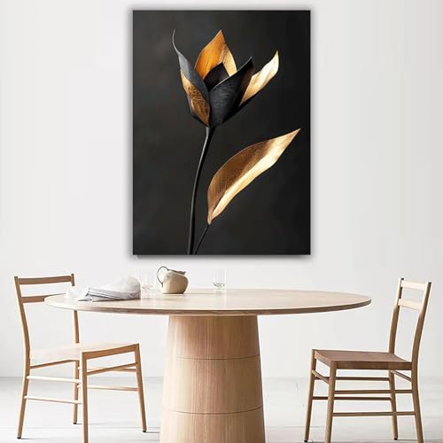 Poster noir et or impression sur toile 40x60cm pour décoration murale de salon - 2