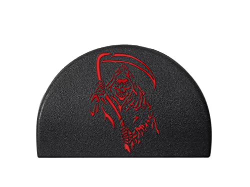 NDZ Performance JP1 Grip Plug for Glock 17 19 21 22 23 24 31 32 34 35 38 Gen 1-3 in 9mm .40 .357 10mm .45 ACP Color Filled Laser Engraved in Red - Grim Reaper 2