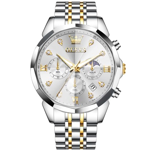 Image of OLEVS Men Watch Business Dress Diamond Luxury Watch Luminous Easy to Read Date Waterproof Stainless Steel Quartz Analog Simple Dress Watch