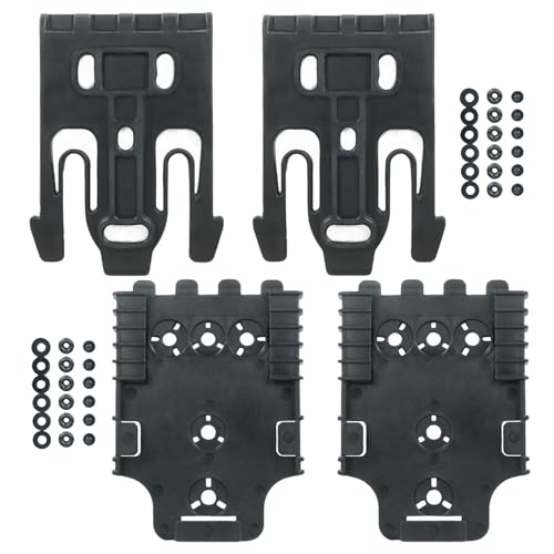2 Pcs Qls Quick Locking System Kit, Platform Attachment with Locking Fork, Receiver Plate, and Accessories, Mid-Ride Universal Belt Loop for Duty Holsters