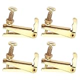 Musiin Violin fine tuner for 4/4-3/4 violin metal string adjusters set of four (Gold)