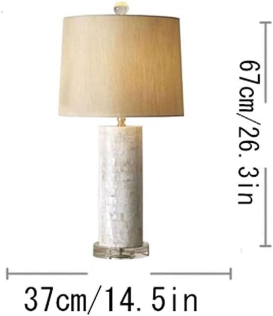 Klasyczna Lampa Stołowa Korpus Lampy W Kształcie Muszli Lampka Nocna Z Tkaniny Klosz Lampa Nocna Do Sypialni, Salonu, Biura Lampka do Czytania (Color : Remote Control Switch)