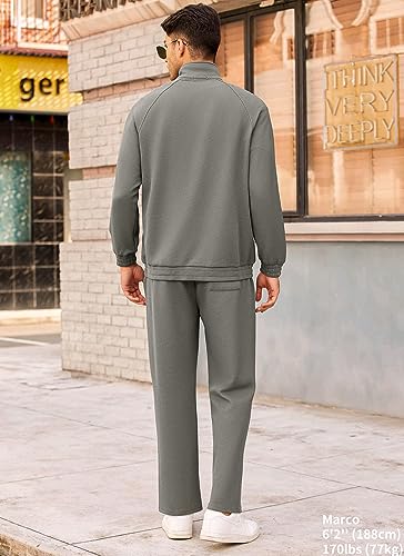 COOFANDY Men's Tracksuit 2 Piece Relaxed Fit Half-zip Sweatsuits Athletic Running Jogging Suit Sets4