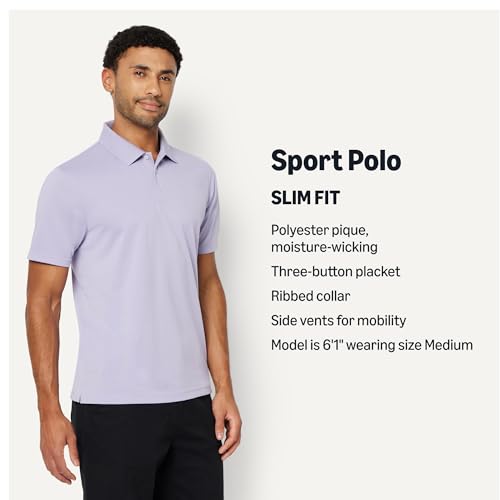 Image of Amazon Essentials Men's Moisture Wicking Golf Polo Shirt, Short Sleeve, Slim-Fit, Quick-Dry