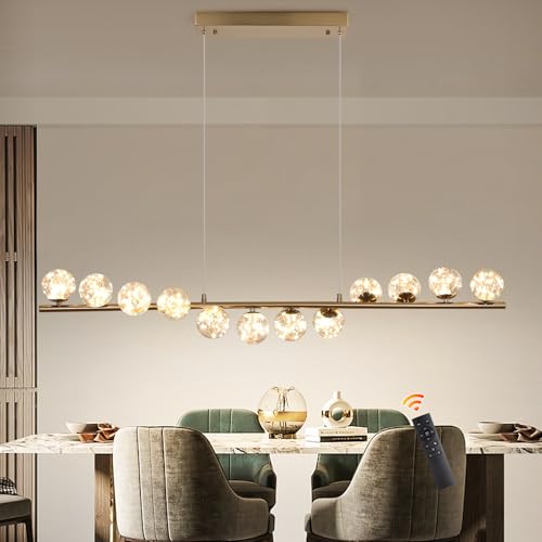 GEADI Lamparas de Comedor Modernas, Oro Lámparas Colgantes Linear, 12 Luces Plafon LED Techo, Lampara Araña para Salón, Dormitorio, Bar, Sala de Estar
