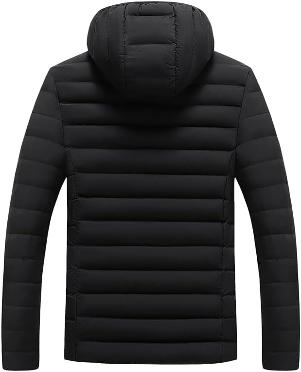 Autumn and winter men's thick imitation down jacket with detachable hat, full zipper windproof and warm