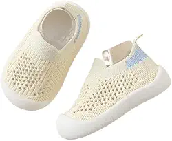 Tênis Sapatinho Meia Infantil Antiderrapante para Primeiros Passos, Bebê 0-36 Meses, Malha Flexível, Ultra Leve 28g, Unissex, Cinza, Azul, Rosa ou Amarelo