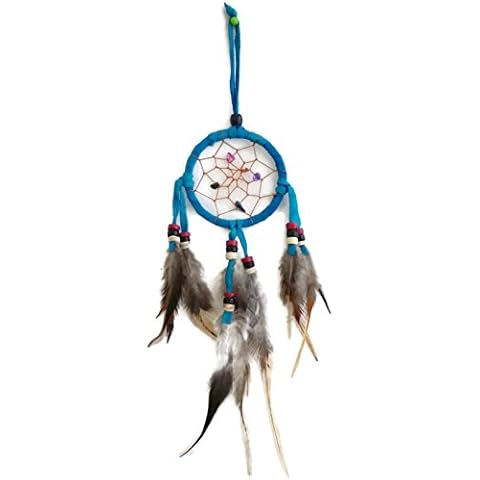 Moose546 Blue Dream Catchers Hanging Ornaments with Feathers and Beads 2.5" Diameter and 9" Long C-035 Cover